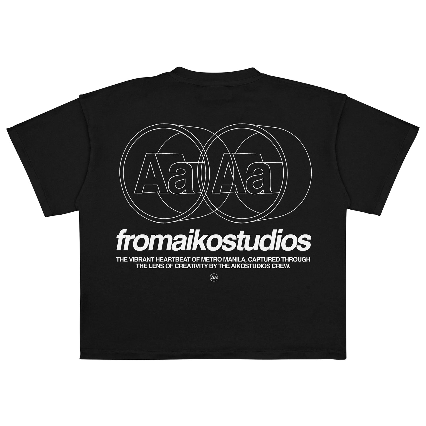 AIKO CIRCLE BLACK BOXY CROP TEE