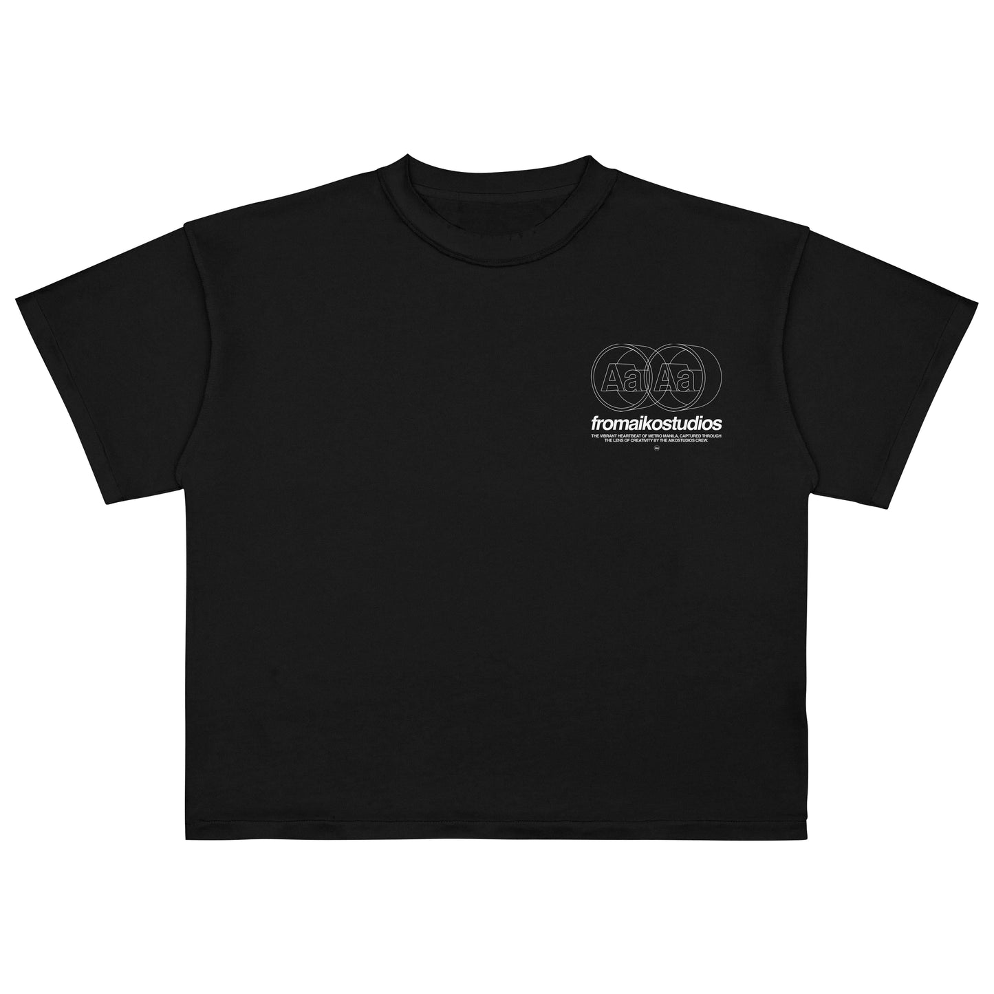 AIKO CIRCLE BLACK BOXY CROP TEE