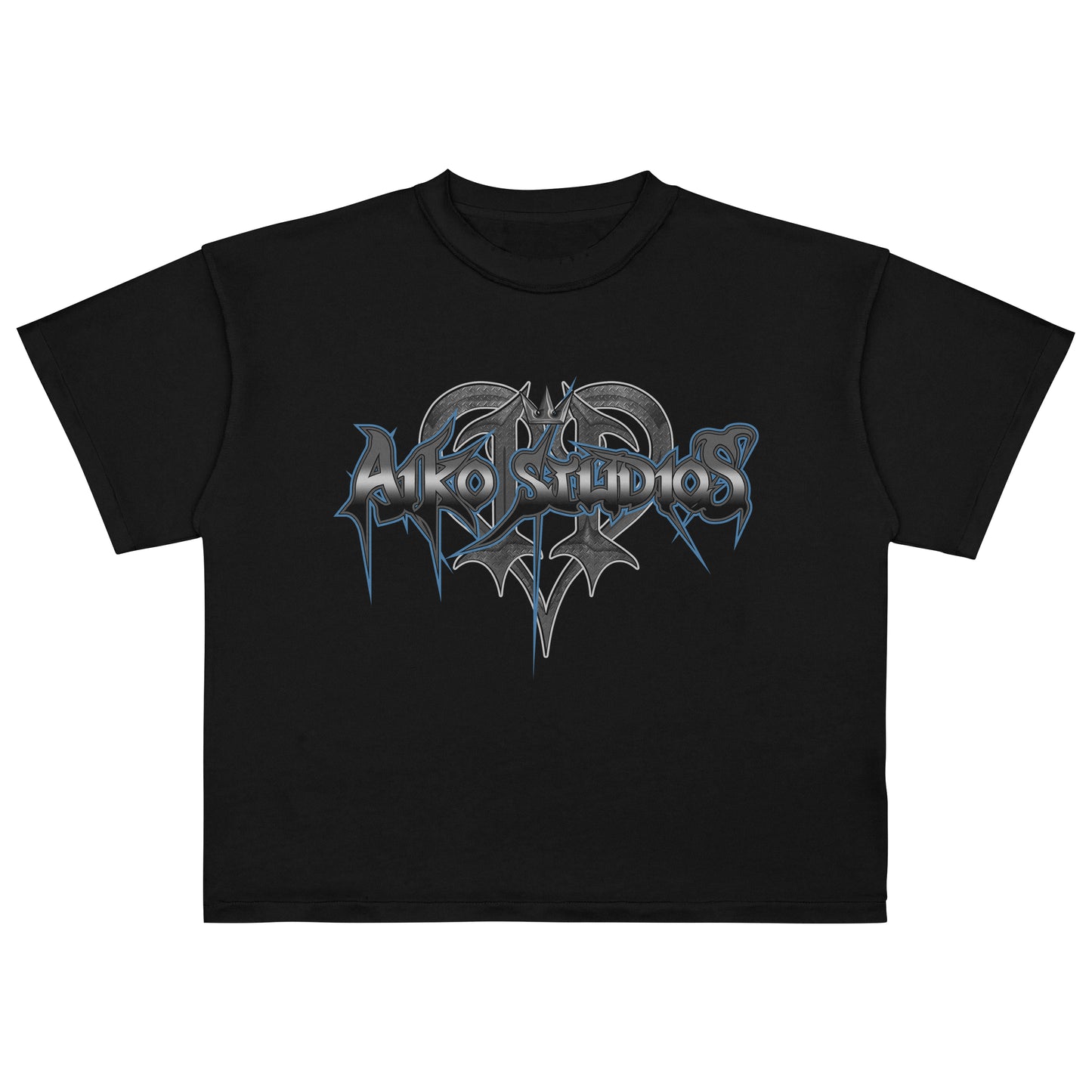 AIKO BLACK HEARTS BOXY CROP TEE