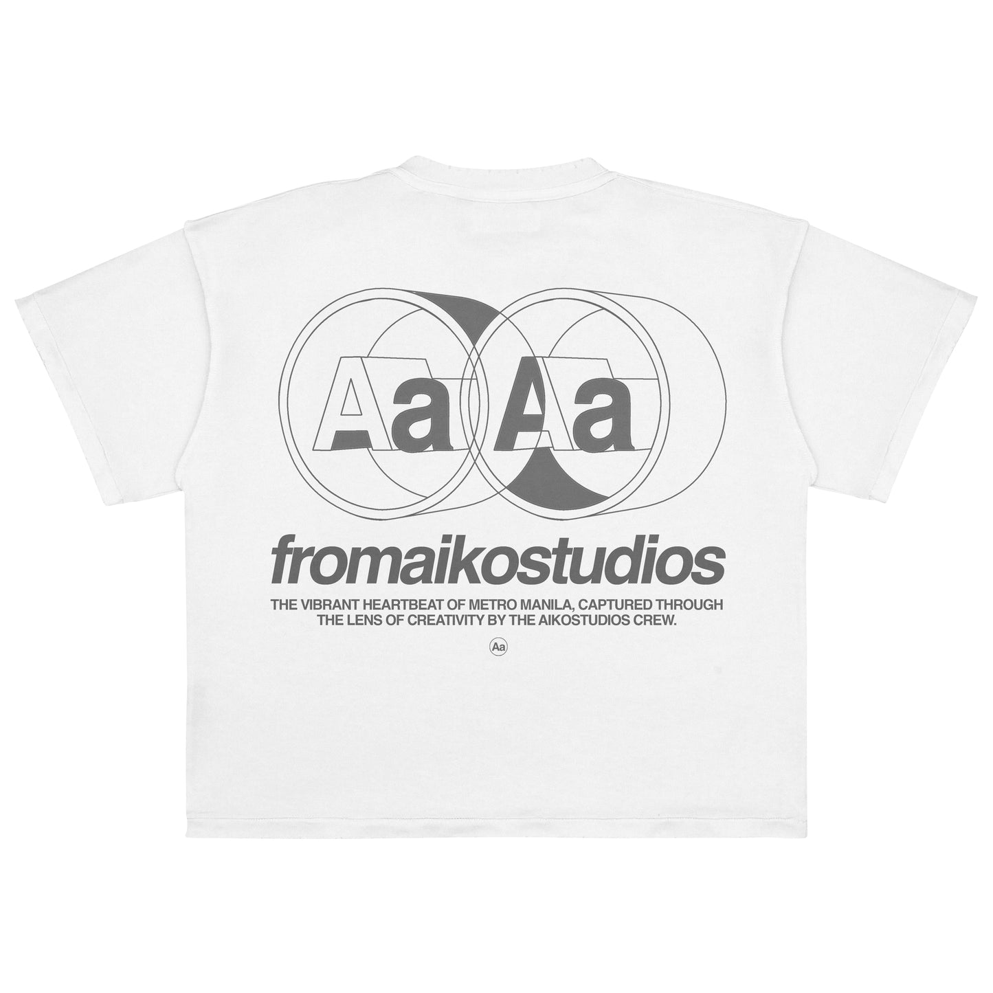 AIKO CIRCLE WHITE BOXY CROP TEE
