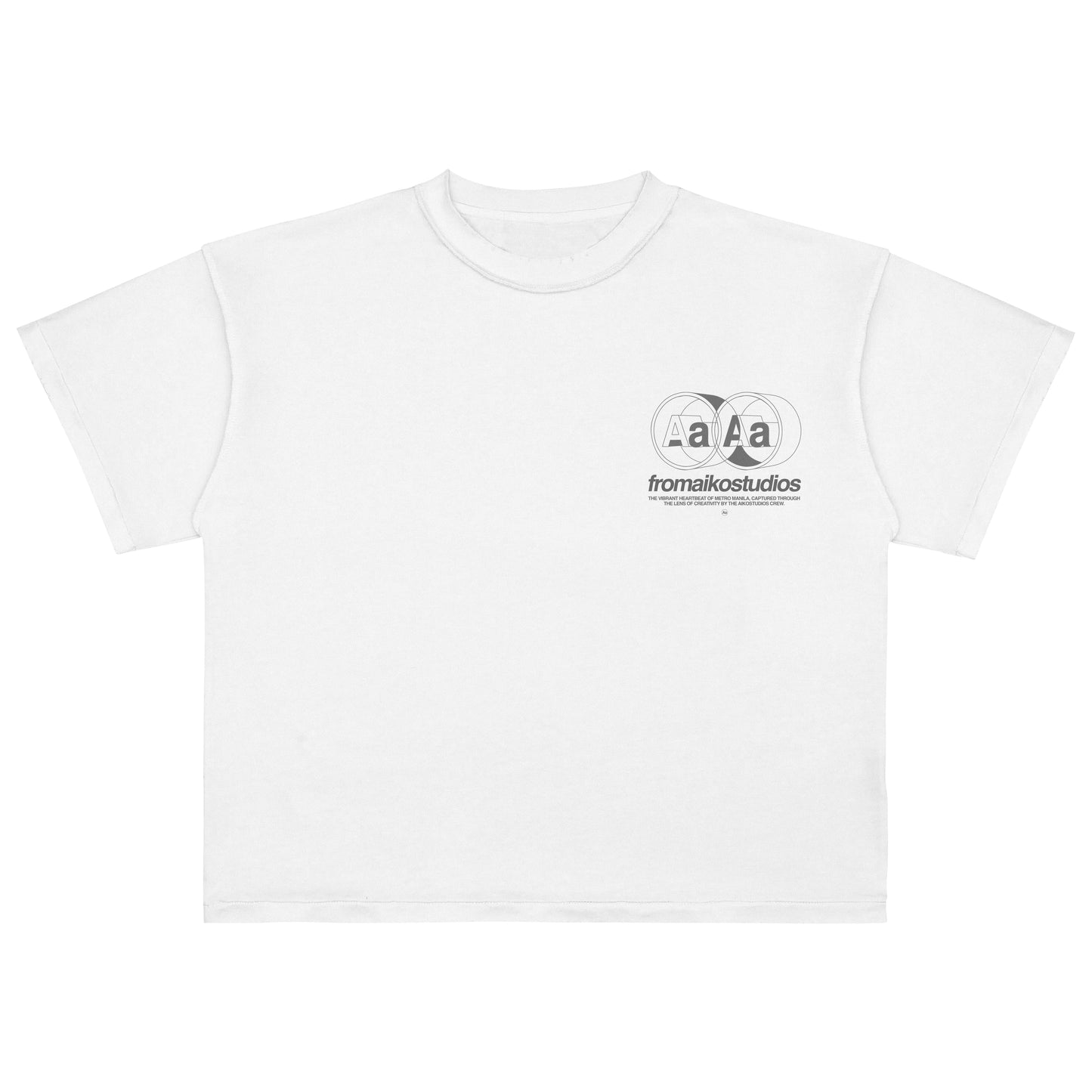 AIKO CIRCLE WHITE BOXY CROP TEE