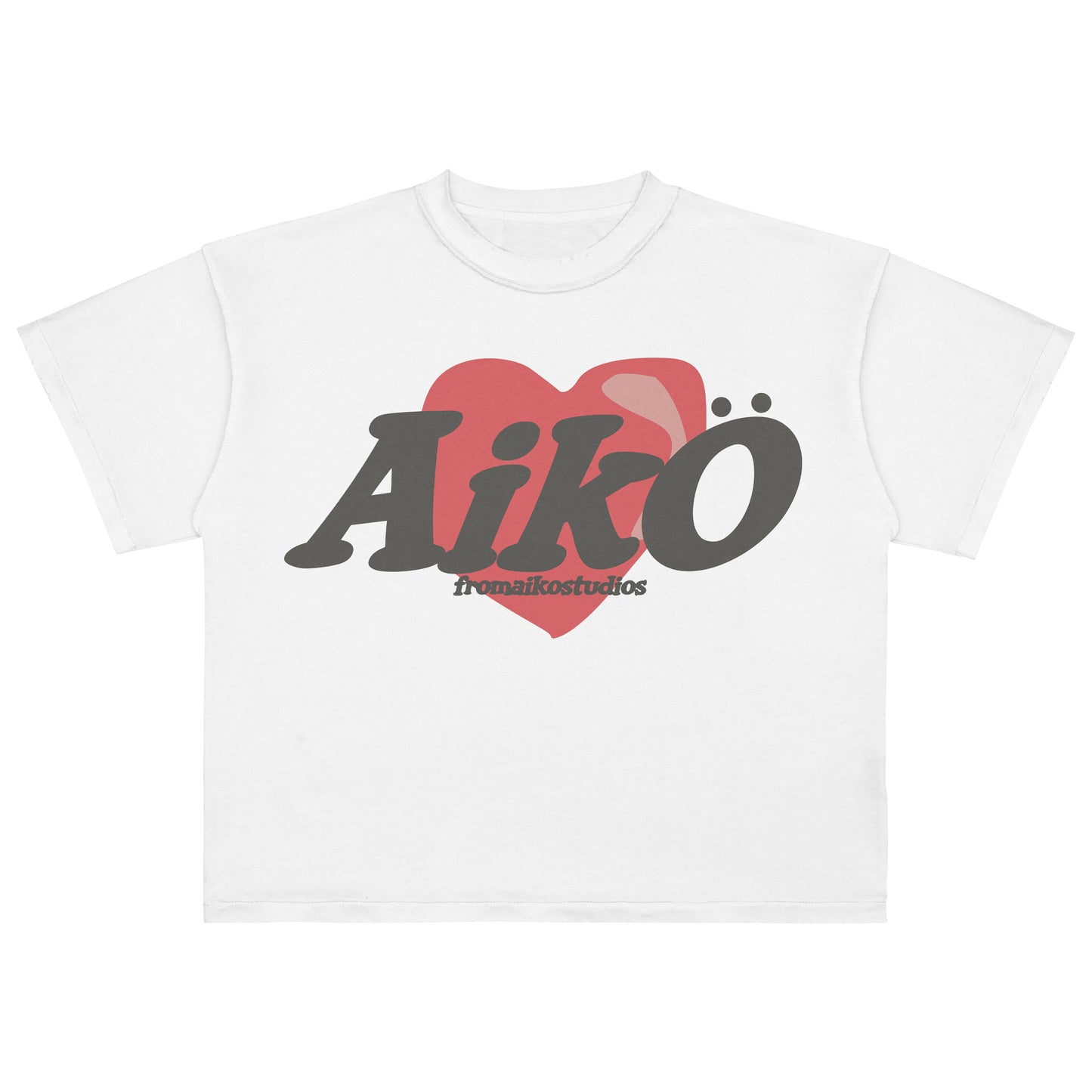 AIKO VALENTINES WHITE BOXY CROP TEE