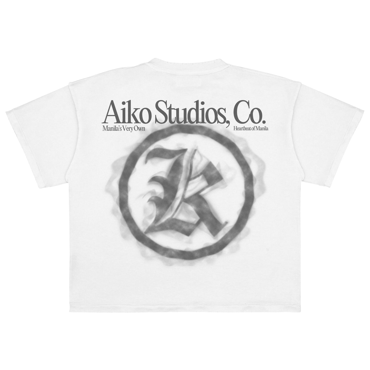 AIKO SMOKE LOGO BOXY CROP TEE