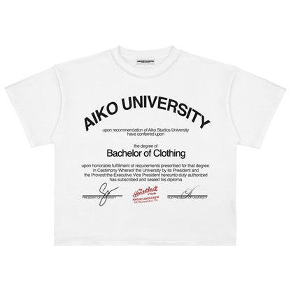 AIKO UNIVERSITY BOXY CROP TEE